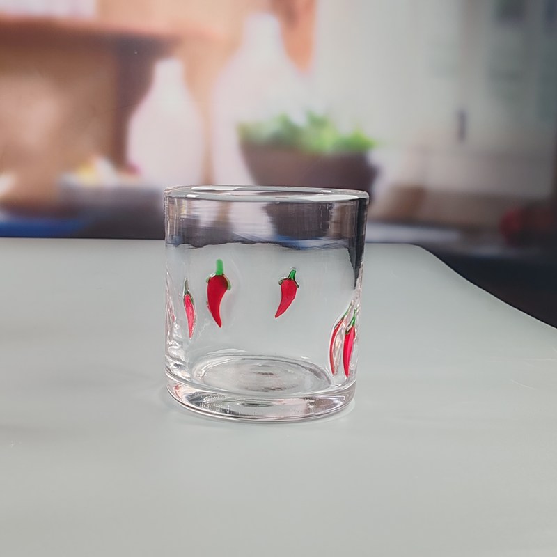 गुणवत्ता 14oz Chili Decorative DOF Glass Heart Shape Water Tumbler Glasses Mexico Rock Glass Cup for Wedding Party Gift फैक्टरी