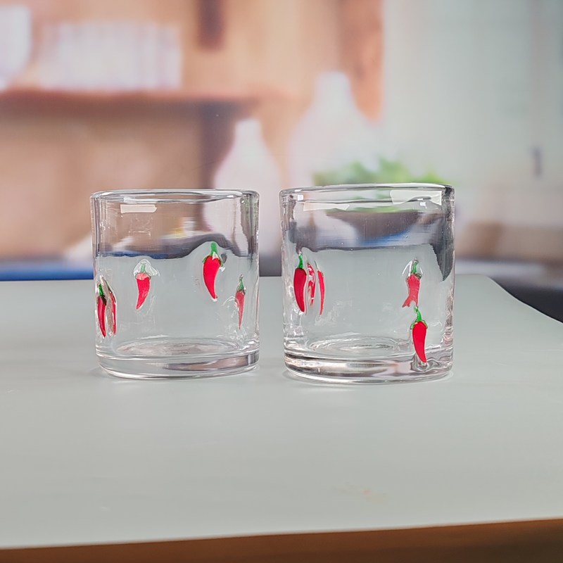 गुणवत्ता 14oz Chili Decorative DOF Glass Heart Shape Water Tumbler Glasses Mexico Rock Glass Cup for Wedding Party Gift फैक्टरी