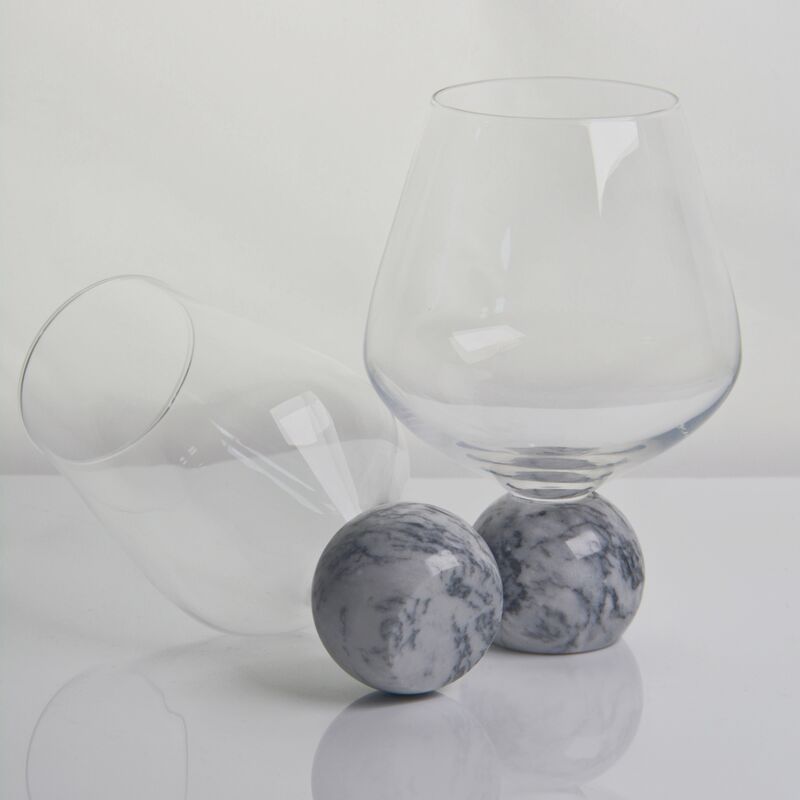 गुणवत्ता Marble Sphere Base Crystal Wine Glass Set Handblown Ultra Clear Crystal with Natural Stone Elegance Ideal for Daily and Special Gatherings फैक्टरी