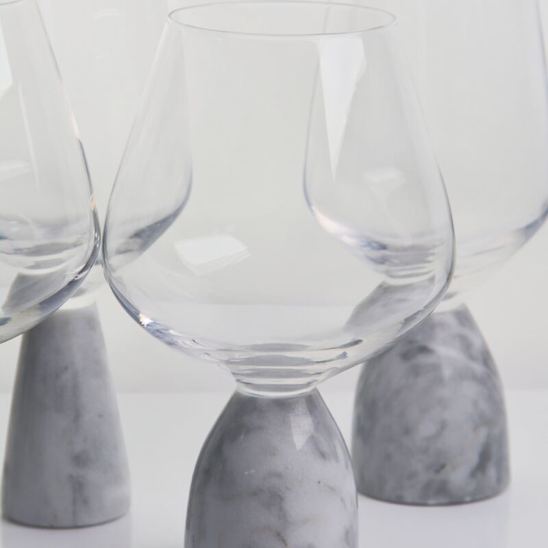 गुणवत्ता Hand Blown Crystal Wine Glass with Modern Gray Marble Stem Base Ultra Clear Bowl Perfect for Dinner Parties and Everyday फैक्टरी