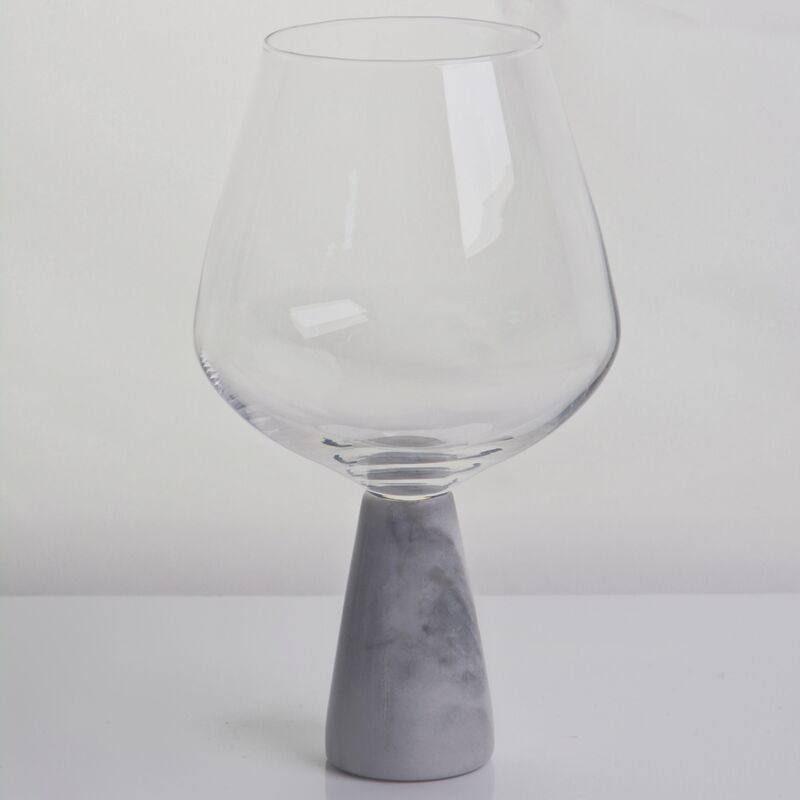 गुणवत्ता Hand Blown Crystal Wine Glass with Modern Gray Marble Stem Base Ultra Clear Bowl Perfect for Dinner Parties and Everyday फैक्टरी