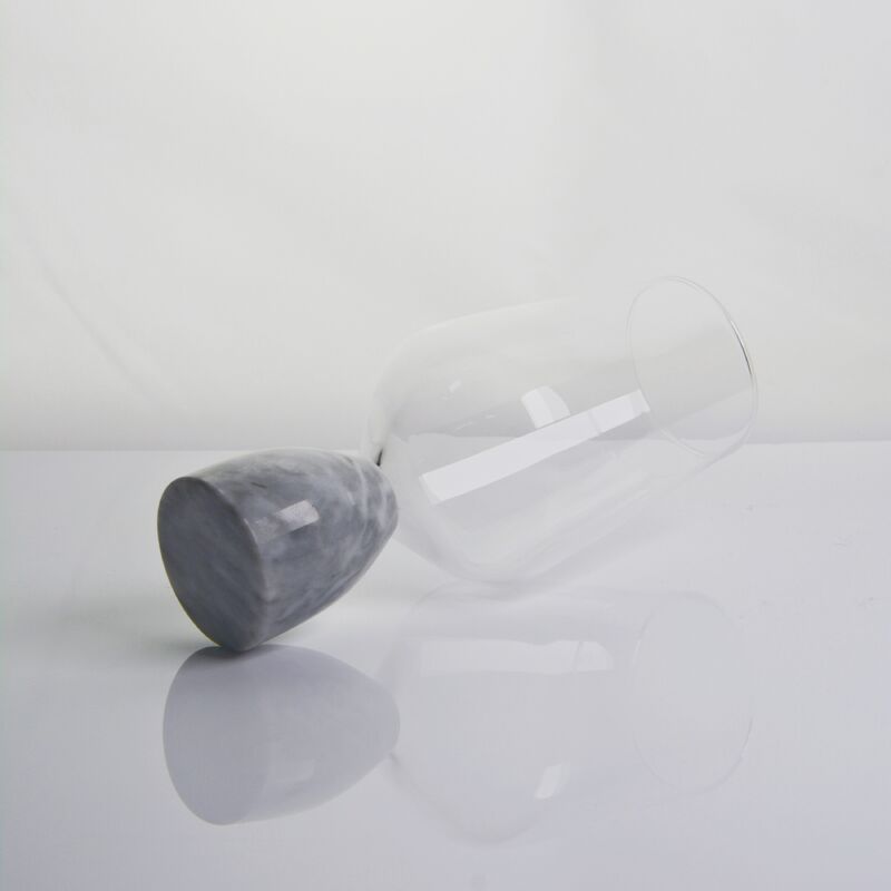 गुणवत्ता Hand Blown Crystal Wine Glass with Modern Gray Marble Stem Base Ultra Clear Bowl Perfect for Dinner Parties and Everyday फैक्टरी