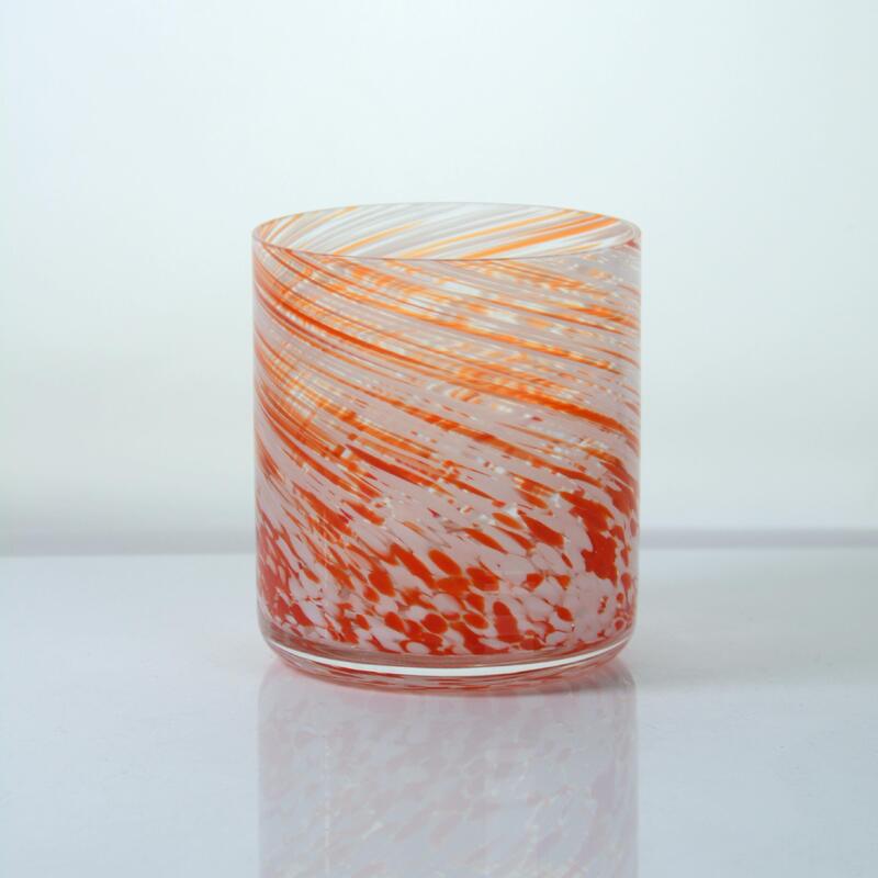 गुणवत्ता Hand-blown Orange Swirl Confetti Glass Cup - Artisan Crafted Drinking Glass for Whiskey and Cocktails फैक्टरी