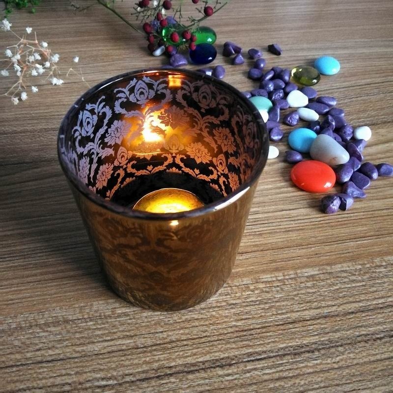 गुणवत्ता Copper Glass Candle Holders With Laser Engrave Pattern फैक्टरी