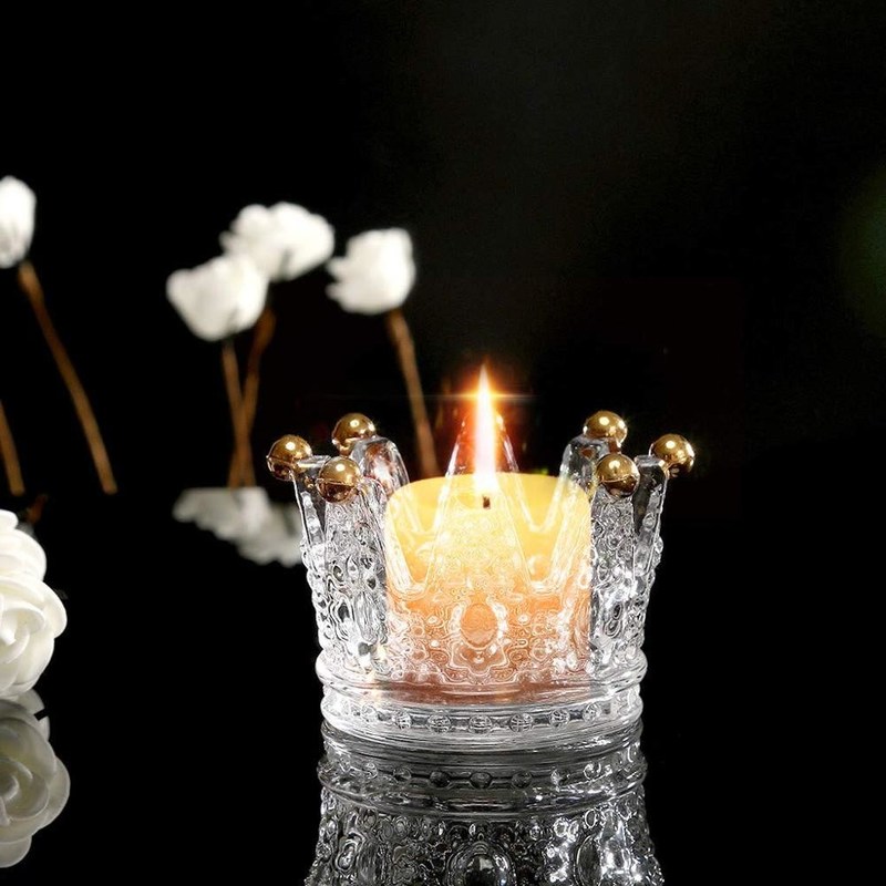 गुणवत्ता Classic Crown Clear Glass Candle Holders फैक्टरी