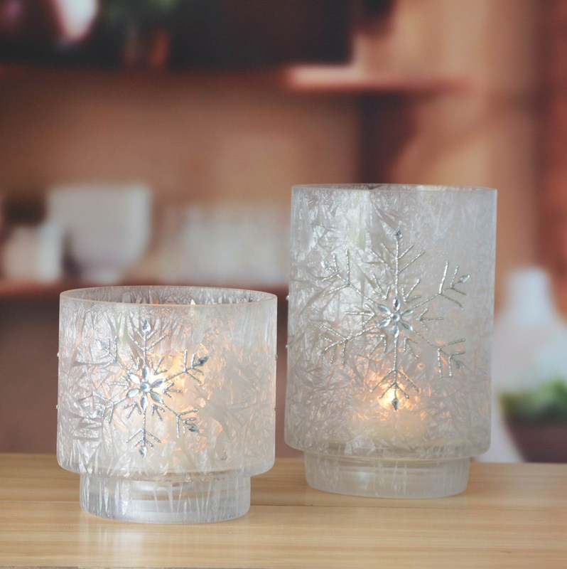 गुणवत्ता Snow Flake Glass Candle Holders फैक्टरी