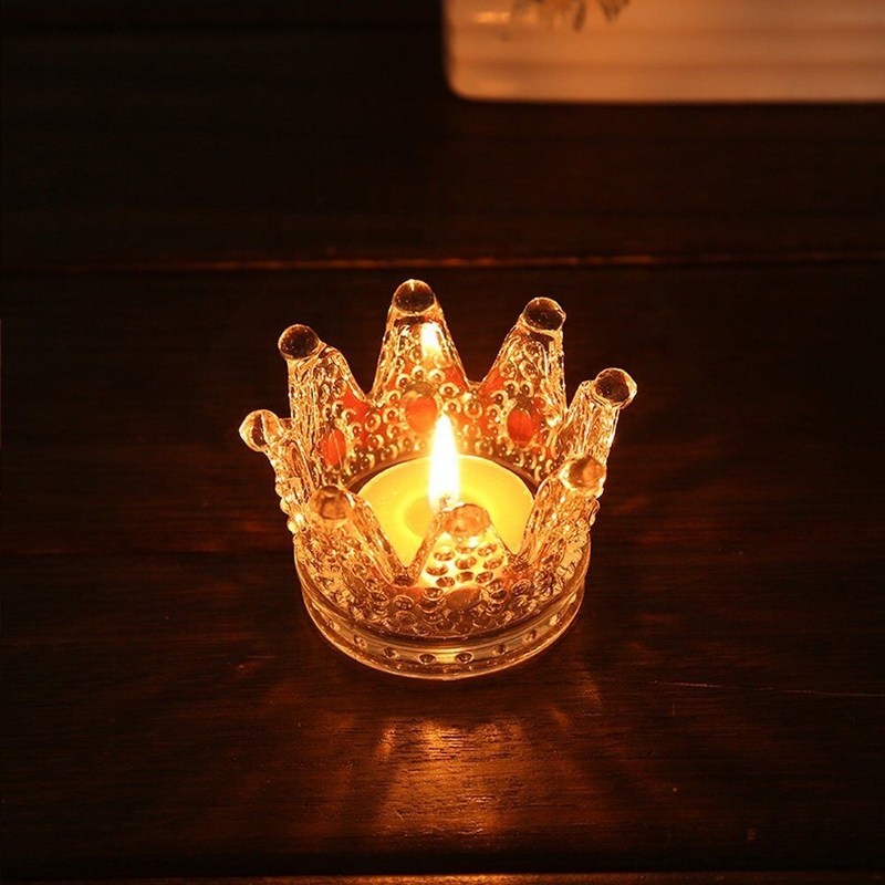 गुणवत्ता Romantic Crown Tea Light Mini Votive Candle Holders ,  Glass Cylinder Candle Holders For Party फैक्टरी