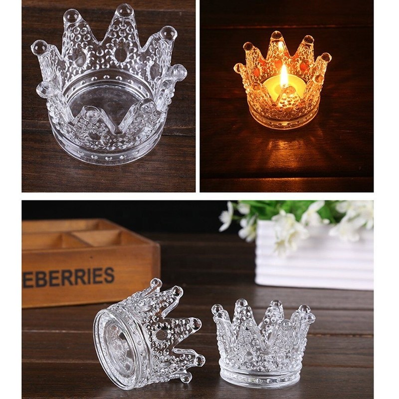 गुणवत्ता Romantic Crown Tea Light Mini Votive Candle Holders ,  Glass Cylinder Candle Holders For Party फैक्टरी
