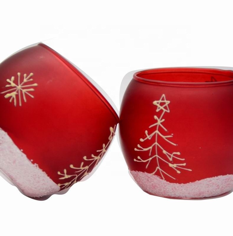 गुणवत्ता Handpainted Christmas Snowflake Glass Cylinder Candle Holders फैक्टरी