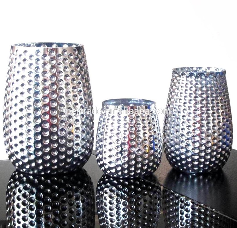 गुणवत्ता 3 Size Silver Color Egg Shape Glass Candle Holders फैक्टरी