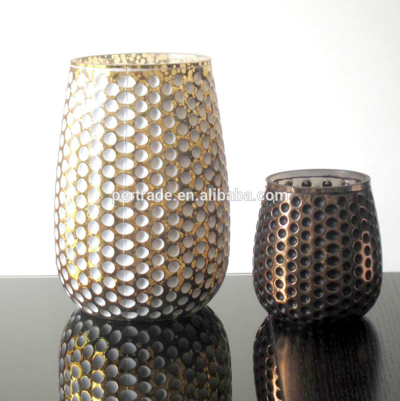 गुणवत्ता 3 Size Silver Color Egg Shape Glass Candle Holders फैक्टरी