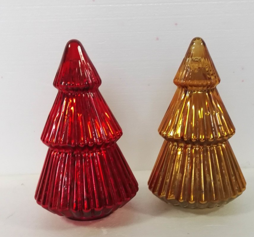 गुणवत्ता Handblown LED Holiday Glass Candle Holders Christmas Tree Pattern फैक्टरी