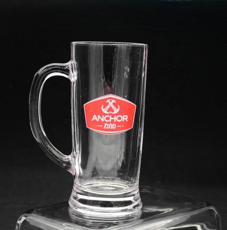 गुणवत्ता Promotion Branded 21 Oz Beer Glass Stein With Color Decal फैक्टरी
