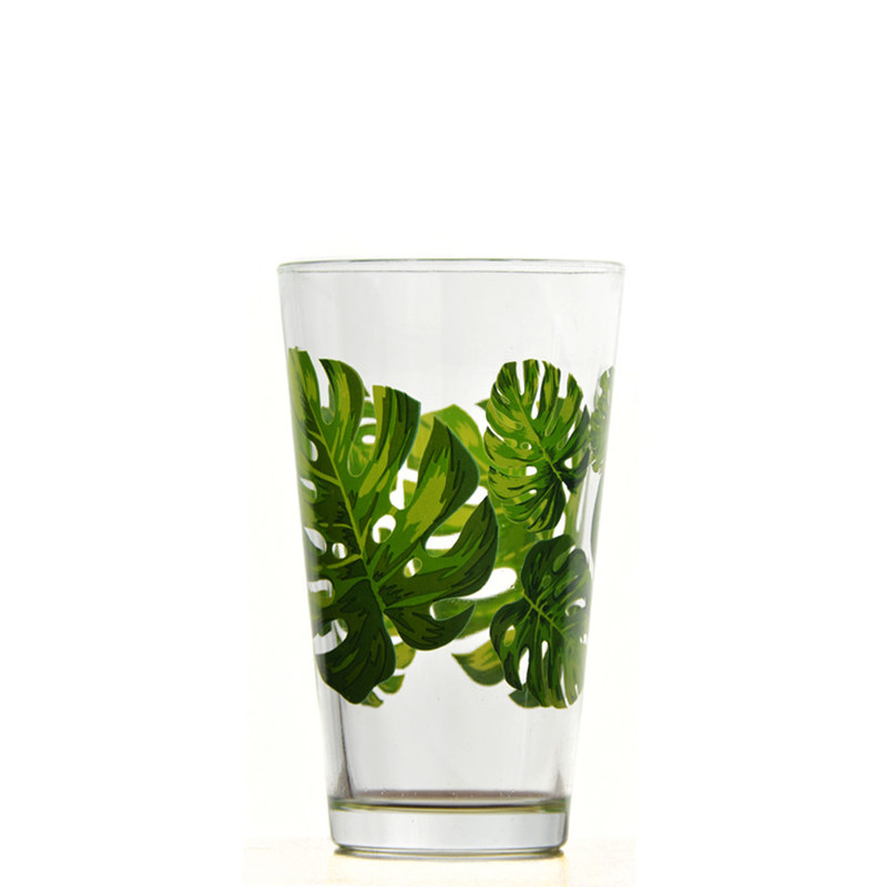 गुणवत्ता Monstera Leaf 16 Oz Beer Glasses With Color Decal फैक्टरी
