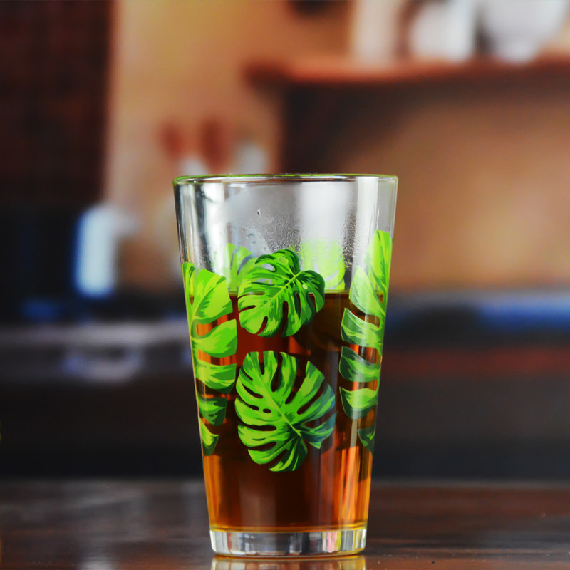 गुणवत्ता Monstera Leaf 16 Oz Beer Glasses With Color Decal फैक्टरी