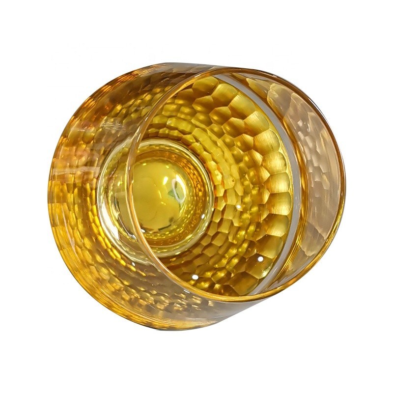 गुणवत्ता 400ml Hand Cut Gold Honeycomb Crystal Wine Glasses फैक्टरी