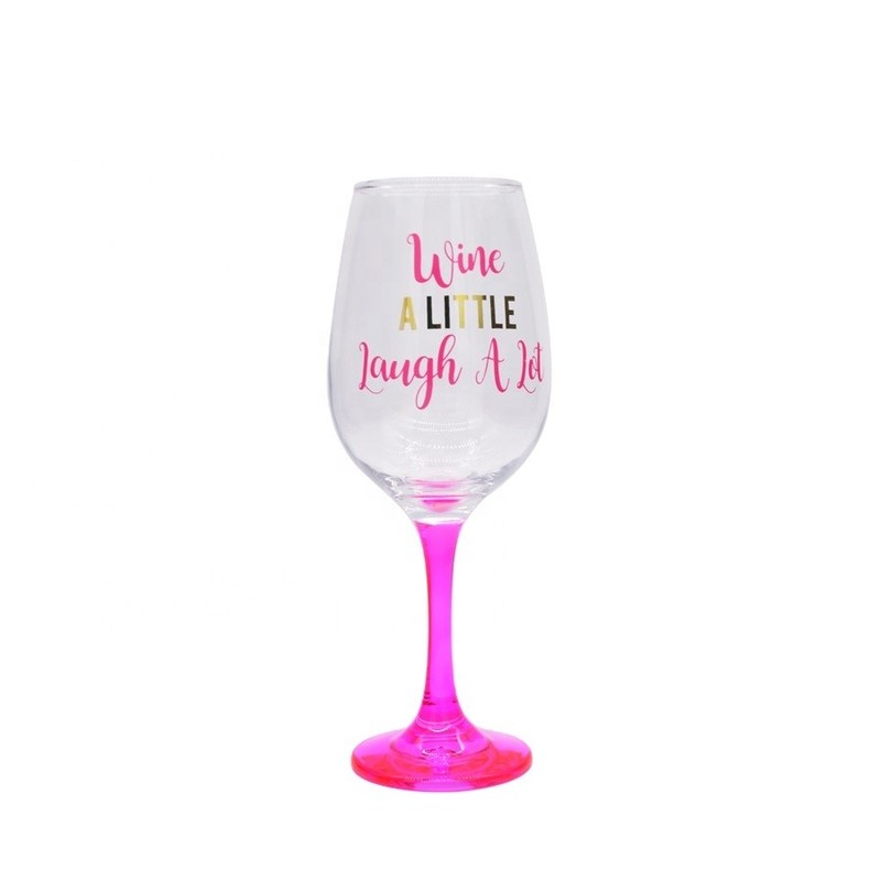 गुणवत्ता 340ml Crystal Wine Glass With Funny Fonts Decal Decoration फैक्टरी