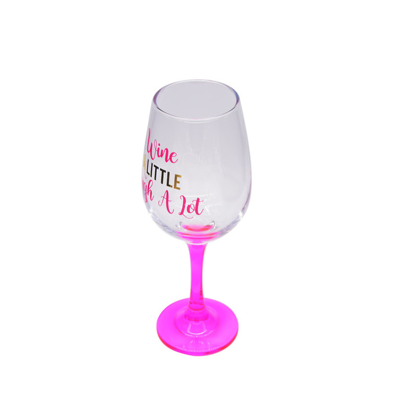 गुणवत्ता 340ml Crystal Wine Glass With Funny Fonts Decal Decoration फैक्टरी