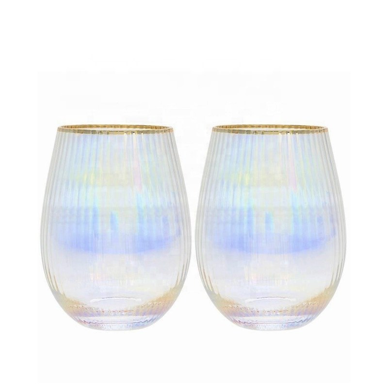 गुणवत्ता Ion Plated Rainbowl 16 Oz Stemless Wine Glass , Antique Crystal Wine Glasses फैक्टरी
