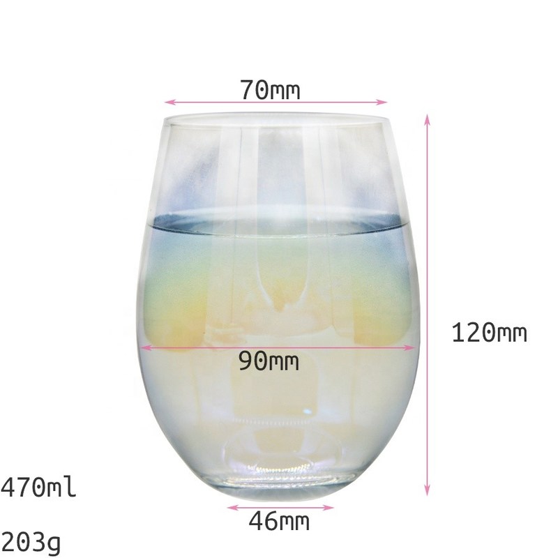 गुणवत्ता Ion Plated Rainbowl 16 Oz Stemless Wine Glass , Antique Crystal Wine Glasses फैक्टरी