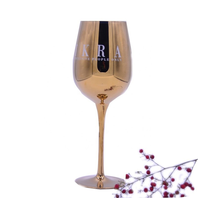 गुणवत्ता Gold Plated 16oz Crystal Wine Glass With Decal Logo For Gift फैक्टरी