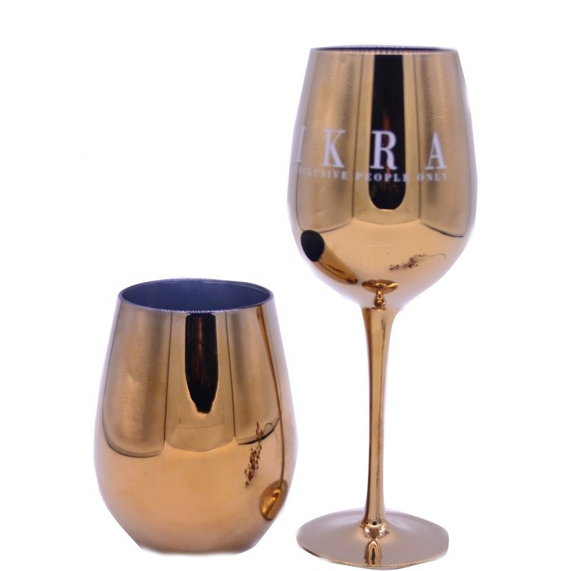 गुणवत्ता Gold Plated 16oz Crystal Wine Glass With Decal Logo For Gift फैक्टरी