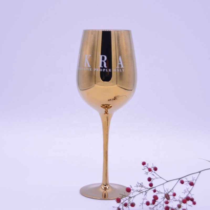 गुणवत्ता Gold Plated 16oz Crystal Wine Glass With Decal Logo For Gift फैक्टरी