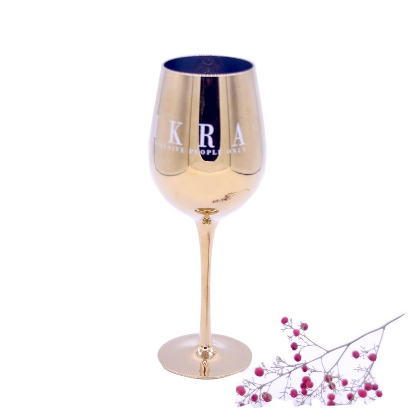 गुणवत्ता Gold Plated 16oz Crystal Wine Glass With Decal Logo For Gift फैक्टरी