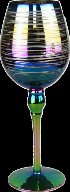 गुणवत्ता Laser Circles Pattern Iridescent Crystal Wine Glass With Pearl Stem फैक्टरी