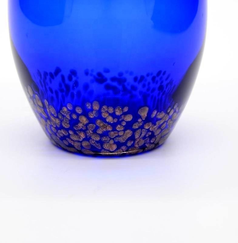 गुणवत्ता Handblowned Blue Rock Golden Dots Crystal Wine Glass फैक्टरी