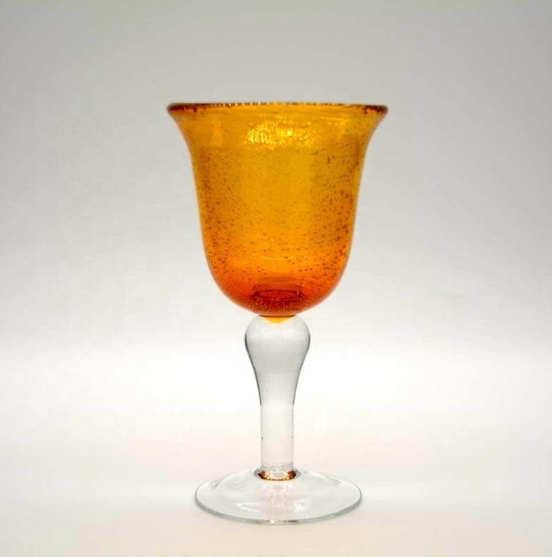 गुणवत्ता Handblown Solid Color Mexican Bubbles Goblet Crystal Wine Glass फैक्टरी