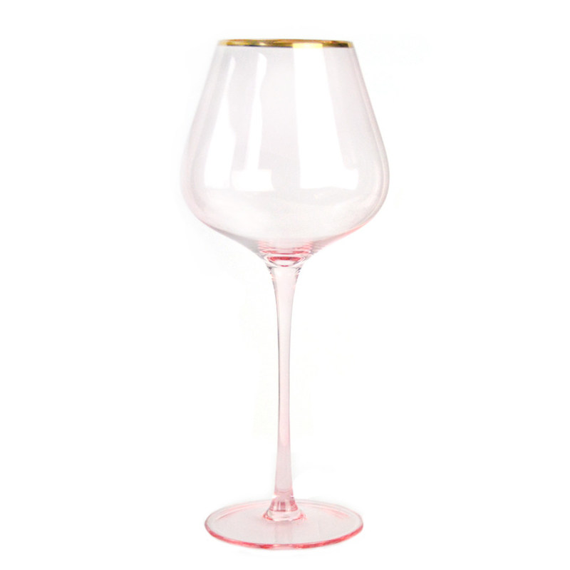 गुणवत्ता Gold Rim Pink Crystal Wine Glass For Holiday Party फैक्टरी
