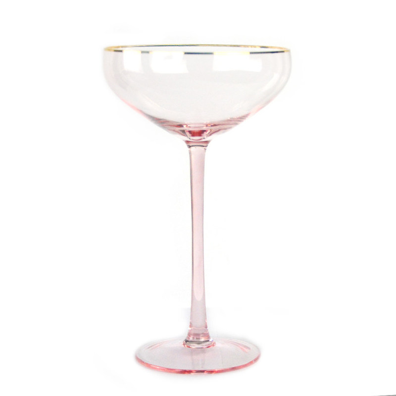 गुणवत्ता Gold Rim Pink Crystal Wine Glass For Holiday Party फैक्टरी