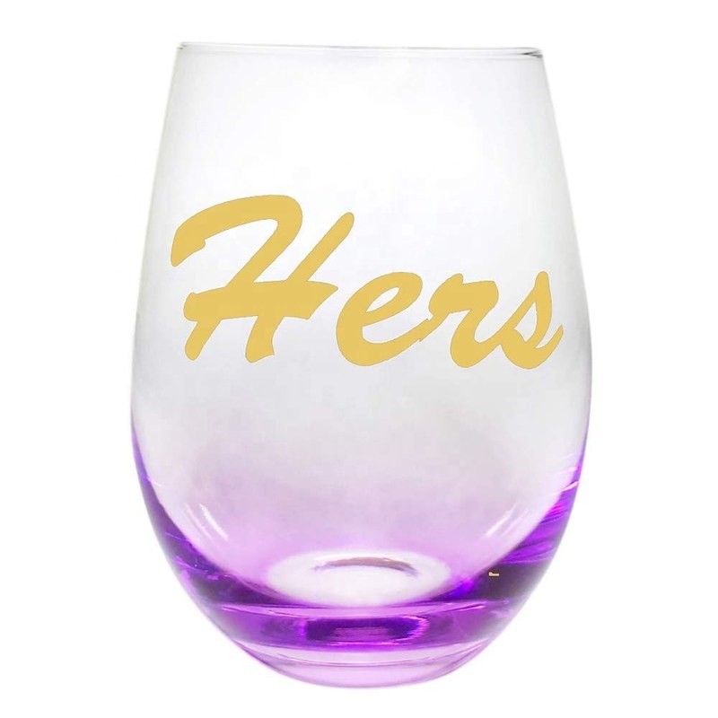 गुणवत्ता Egg Shape  Stemless Clear Wine Glass ，Clear Stemless Wine Glasses With Golden Fonts फैक्टरी