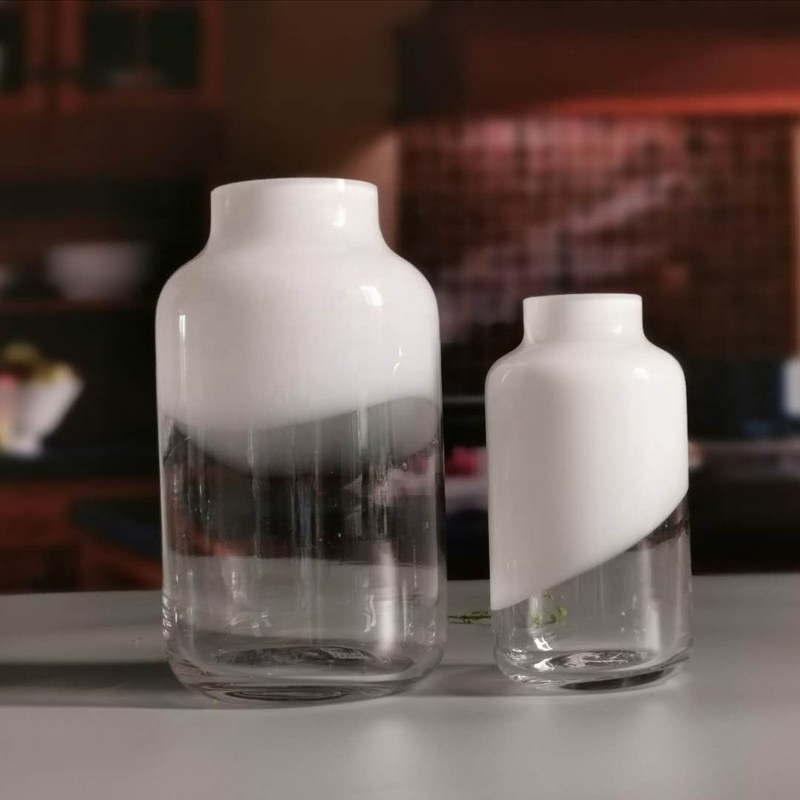 गुणवत्ता Hand Made Solid White Top Half Ceramic Glass Jar Vase फैक्टरी