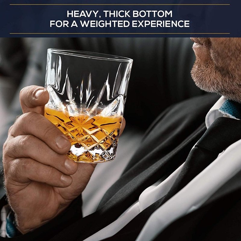 गुणवत्ता Old Fashioned Lead Free Embossed 10 Oz Whiskey Glasses , Whiskey Tasting Glasses फैक्टरी