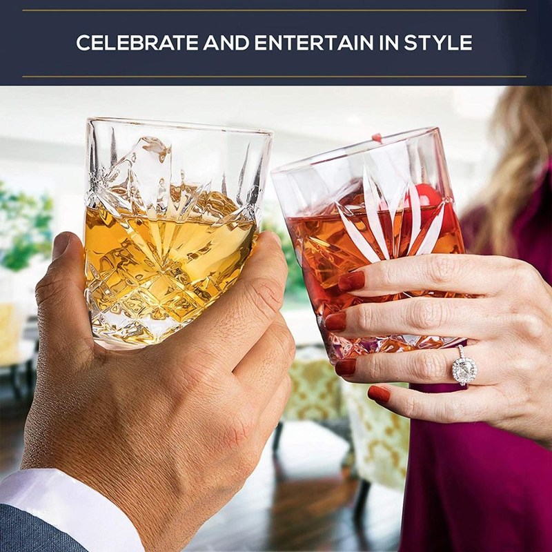 गुणवत्ता Old Fashioned Lead Free Embossed 10 Oz Whiskey Glasses , Whiskey Tasting Glasses फैक्टरी