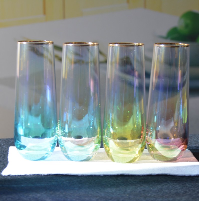 गुणवत्ता Personalized INS Gradient Color Gold Rim Unique Shot Glass Set फैक्टरी