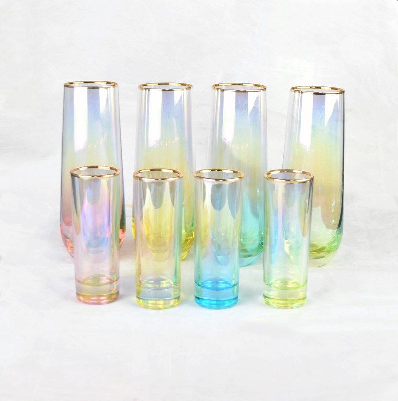 गुणवत्ता Personalized INS Gradient Color Gold Rim Unique Shot Glass Set फैक्टरी