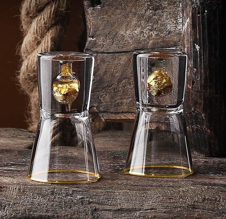 गुणवत्ता Gold Foil Bottom Shot Glass Set फैक्टरी
