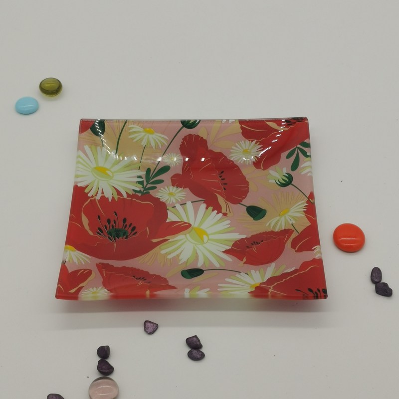 गुणवत्ता Customize Color Ins Cactus Square Glass Dinner Plates फैक्टरी