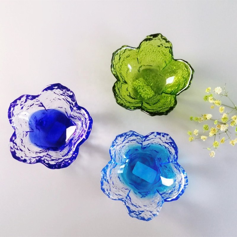 गुणवत्ता Ins Cherry Blossom Glass Sauce Plates For Dinner Table फैक्टरी