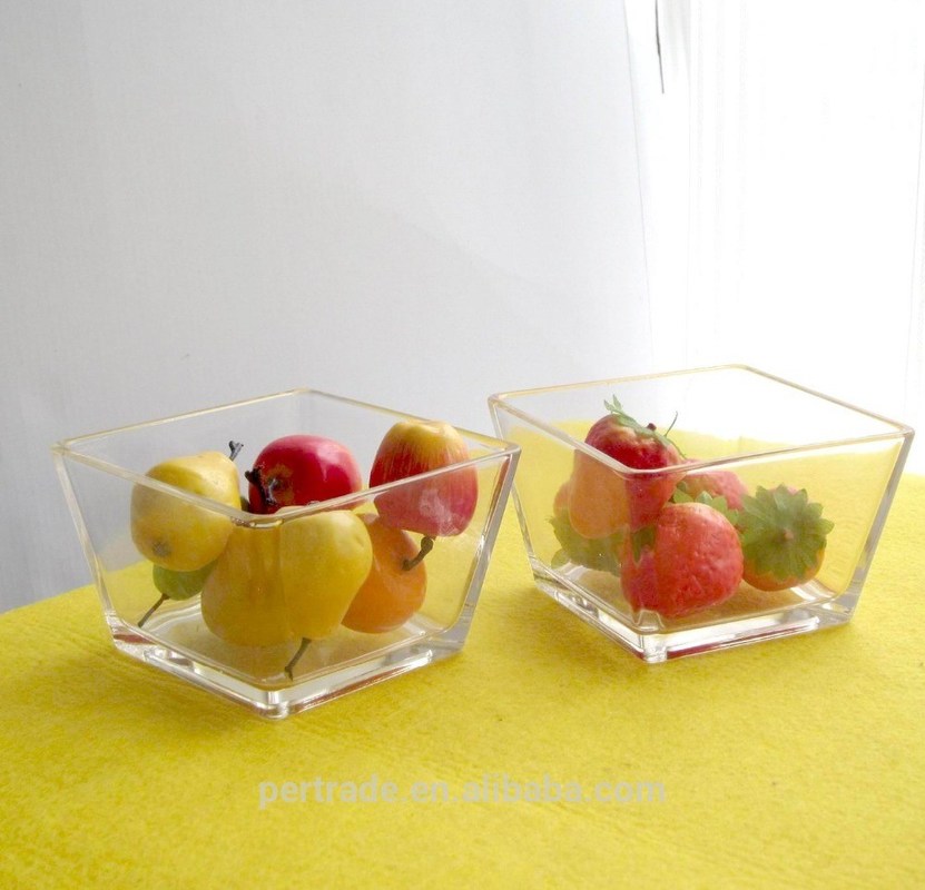 गुणवत्ता Transparent Square Shaped Glass Salad Bowl , Crystal Salad Bowl For Home फैक्टरी