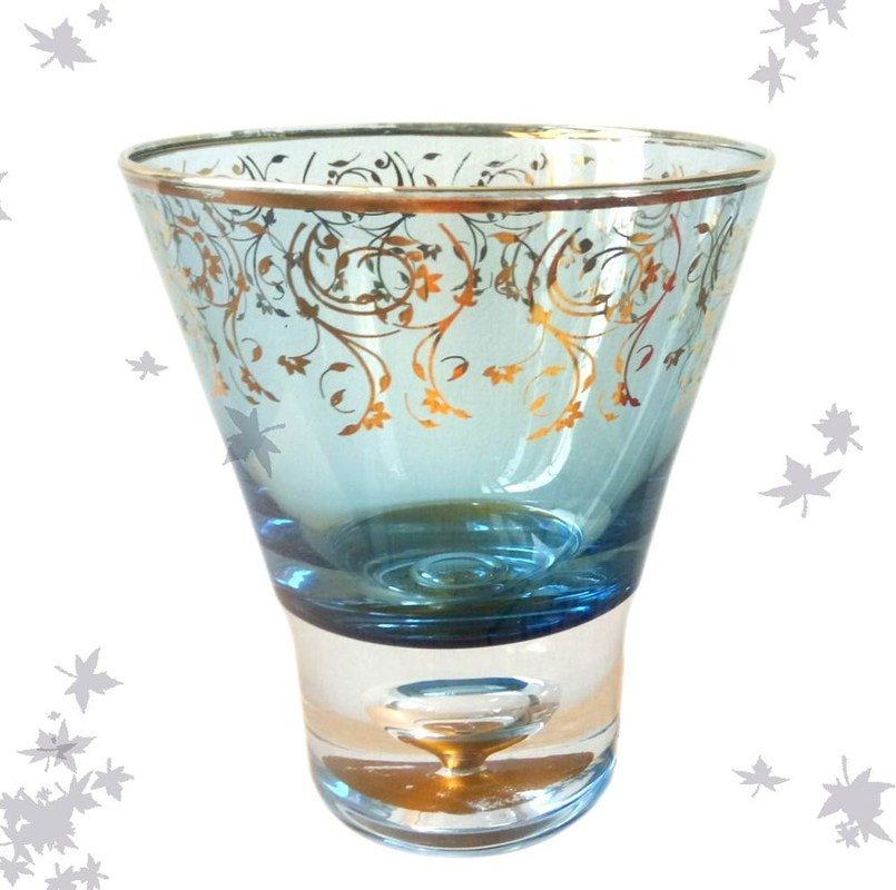 गुणवत्ता Blue Color Golden Rim Stemless Crystal Cocktail Glasses फैक्टरी