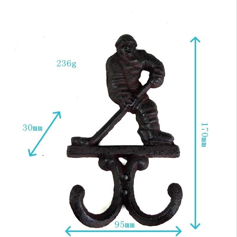गुणवत्ता Ice Hockey Rustic Cast Iron Coat Hooks Cast Iron Crafts फैक्टरी