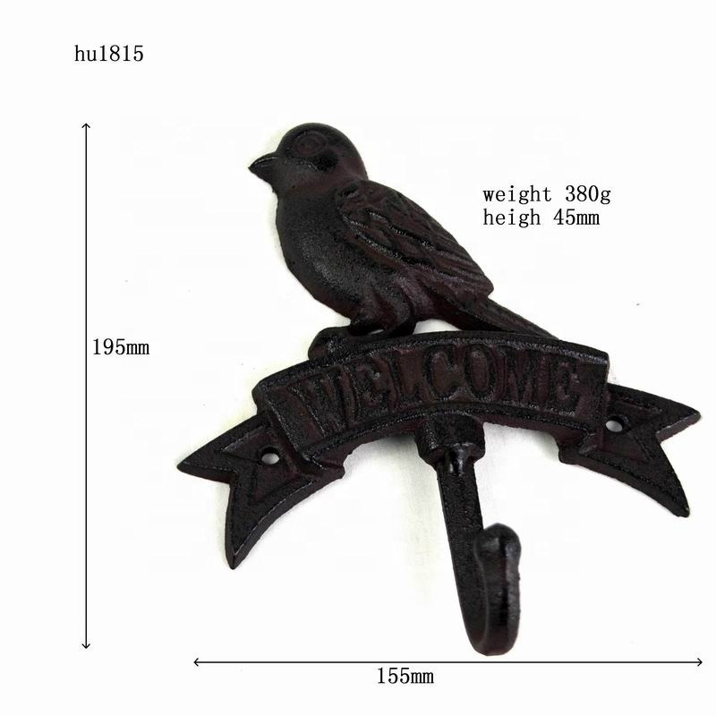 गुणवत्ता Antique Wall Mount Bird shape Black Iron Coat Hooks फैक्टरी