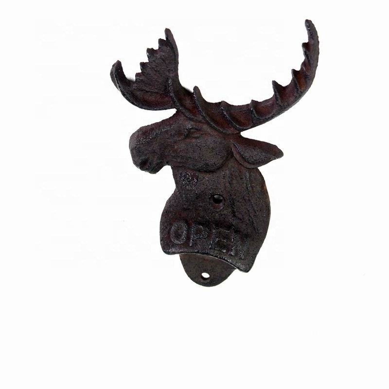 गुणवत्ता Home Decor Deer Head Brown Rust Cast Iron Bottle Opener फैक्टरी