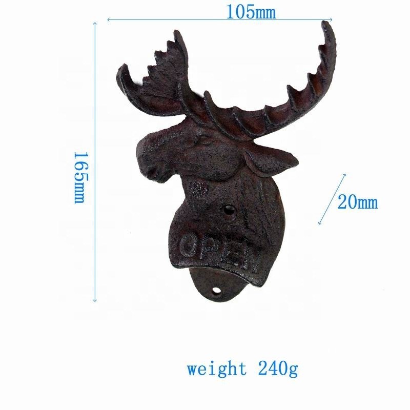 गुणवत्ता Home Decor Deer Head Brown Rust Cast Iron Bottle Opener फैक्टरी
