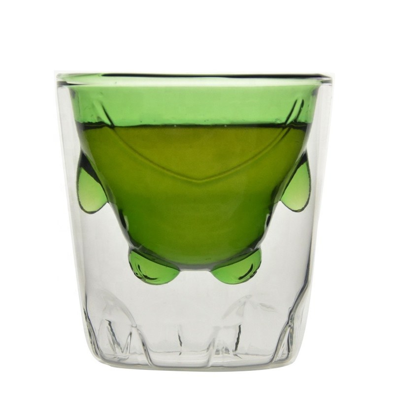 गुणवत्ता Green Borosilicate Double Layer Colored Drinking Glasses फैक्टरी