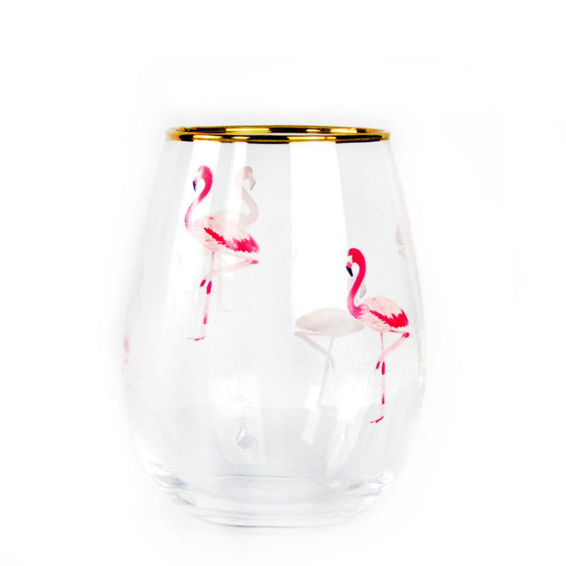 गुणवत्ता Hand Painted Gold Rim Wine Glass Tumbler With Color Decal फैक्टरी